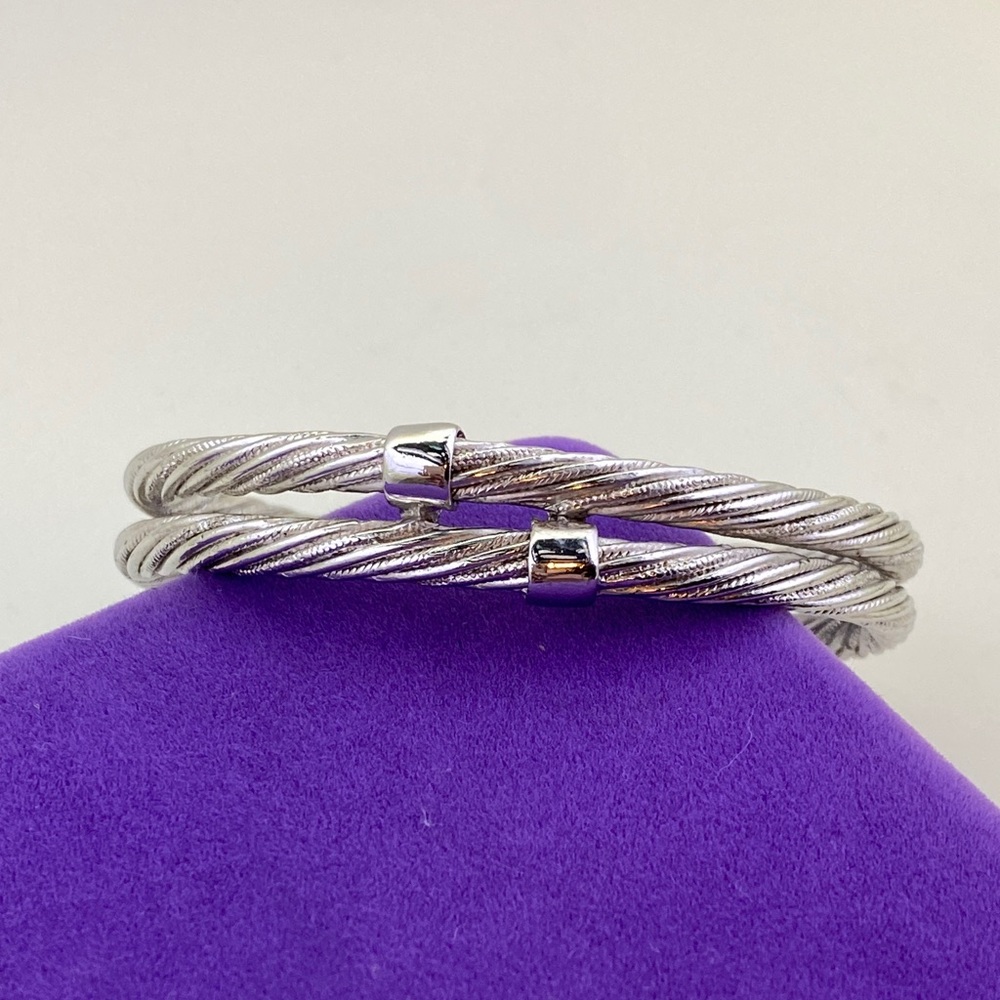 Silver-Tone Twisted Cable Double Bypass Bracelet
